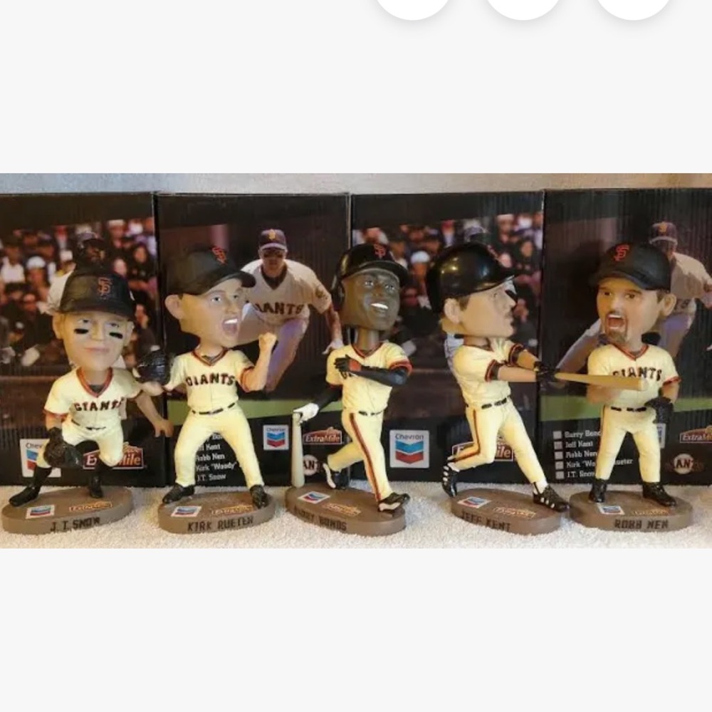 NIB 2002 Team Reunion San Francisco Giants Bobbleheads - full set; 5 Bobbleheads